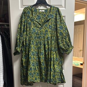 Natural Life Green and Blue Floral Dress